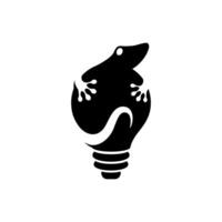 vector silhouette of a lizard or gecko crawling on a light bulb