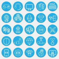 Icon set of esports gaming. Esports gaming elements. Icons in blue round style. Good for prints, posters, logo, advertisement,infographics, etc. vector