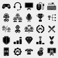 Icon set of esports gaming. Esports gaming elements. Icons in glyph style. Good for prints, posters, logo, advertisement,infographics, etc. vector