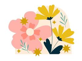 flowers and natures sticker illustration vector