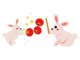 Chinese Rabbit Illustration Cute Bunny New Year vector