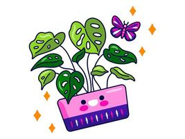 flowers and plants sticker elements character illustration vector