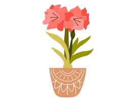 aesthetic house plants on pot sticker element illustration vector