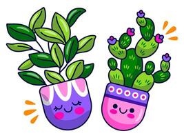 flowers and plants sticker elements character illustration vector