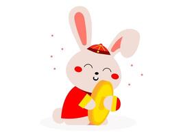 chino Conejo ilustración linda conejito nuevo año vector