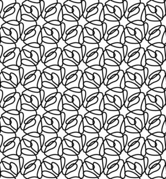 Vector seamless texture in the form of a black linear pattern drawn in doodle style on a white background