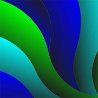 Vector abstract geometric background in the form of wavy stripes and lines in blue and green colors