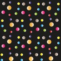 Vector bright abstract texture in the form of colored polka dots and balls on a black background