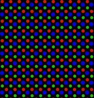 Vector seamless texture in the form of an abstract pattern of colored dots on a black background