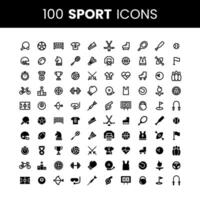 100 Sport Icons. Simple Line Style and Solid Vector. Perfect Illustrations vector