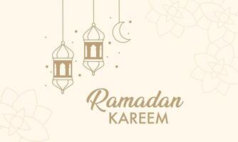 Ramadan Kareem background with lamp and moon. vector