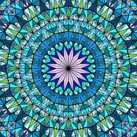 Polygonal round tiled mosaic mandala background - psychedelic colorful vector design from triangle tiles