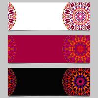 Abstract stone mandala banner background set - colorful vector graphic elements