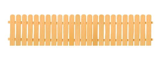 Long Wooden Picket Fence on a plain background, front view. vector