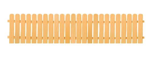 Long Wooden Picket Fence on a plain background, front view. vector