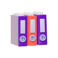 3D Colorful Office Folders for Document Organization and Storage. vector