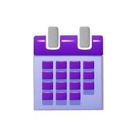 3d púrpura mensual calendario aglutinante para hora administración y Planificación. vector