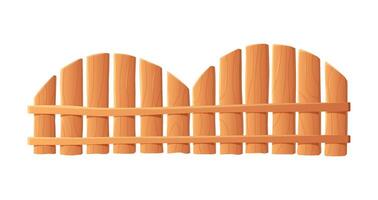 Cartoon wooden fence with rounded top planks on a plain background, front view. vector