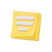 3D yellow sticky notes on a plain background. vector