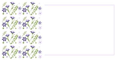Purple floral frame. Spring crocuses on a white background. Editable template for card, invitation, label, scrapbooking. Vector illustration.