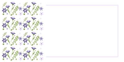 Purple floral frame. Spring crocuses on a white background. Editable template for card, invitation, label, scrapbooking. Vector illustration.