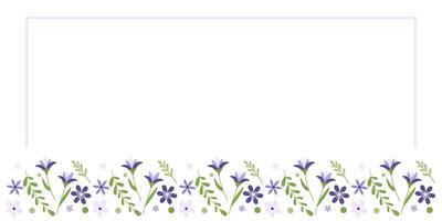 Frame with flowers. Spring crocuses and lilac on a white background. Editable template for greeting card, invitation, label, scrapbooking. Vector illustration.
