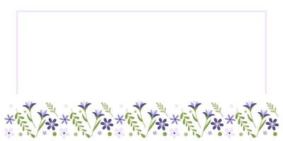 Frame with flowers. Spring crocuses and lilac on a white background. Editable template for greeting card, invitation, label, scrapbooking. Vector illustration.