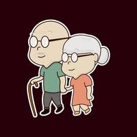 cute grandparents couple cartoon vector