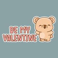 cute cartoon bear be my valentine vector