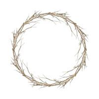 Watercolor wreath of spring branches. The illustration is hand drawn on an isolated background. Drawing for greeting cards, invitations, posters, book illustrations, fabric, design vector