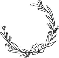 Floral Leaf Wreath Border Vector Illustration