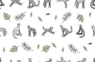 Cat Outline Seamless Vector Pattern