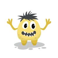 Cute yellow monster in flat style isolated on white background. Vector illustration
