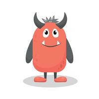 Cute orange monster with horns in flat style isolated on white background. Vector illustration