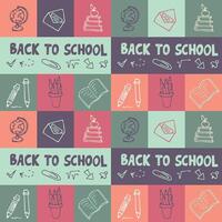 School theme seamless pattern in doodle style. Back to school. Vector illustration