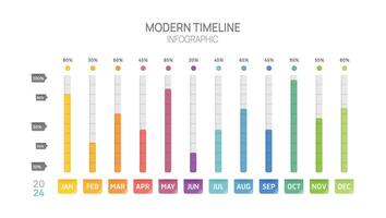 Gantt chart timeline infographic template. Modern milestone element timeline diagram calendar and 4 quarter topics, vector infographics.