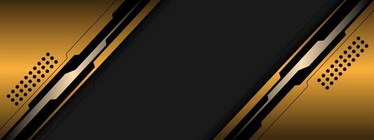 Abstract yellow metallic black line circuit cyber with geometric blank space design modern futuristic technology creative background vector