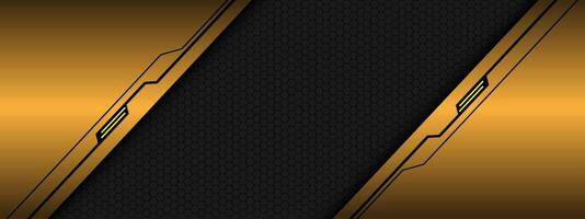 Abstract gold metallic black line circuit cyber grey hexagon mesh pattern design modern futuristic technology creative background vector