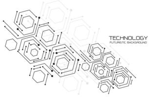 Abstract black hexagon circuit cyber technology geometric on white design modern futuristic creative background vector