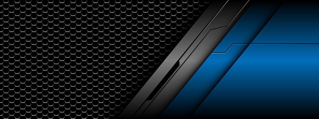 Abstract blue grey metallic black line circuit cyber grey hexagon mesh pattern design modern futuristic technology creative background vector