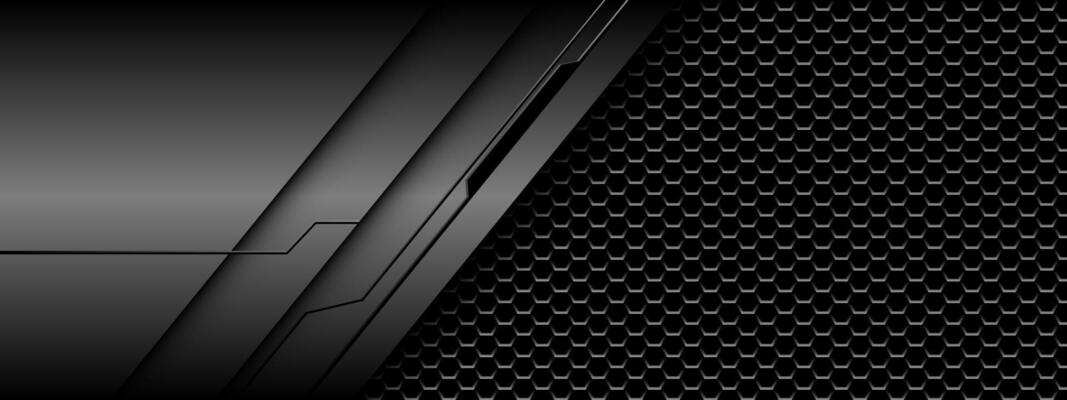 Abstract grey metallic black line circuit cyber grey hexagon mesh pattern design modern futuristic technology creative background vector