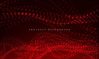 Abstract 3D red particles flow wave dot landscape digital data structure future mesh grid technology background vector