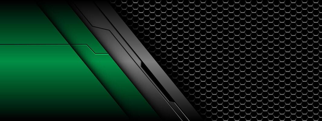 Abstract green grey metallic black line circuit cyber grey hexagon mesh pattern design modern futuristic technology creative background vector