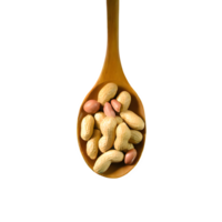 AI generated Peanuts in wooden spoon isolated on transparent background png