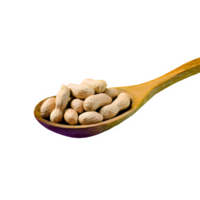 ai generiert Erdnüsse im hölzern Löffel isoliert auf transparent Hintergrund png