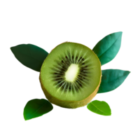 ai gerado fresco kiwi fruta com folhas isolado em transparente fundo png