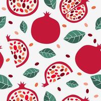 Pomegranate seamless pattern, tropical fruit pattern vector