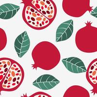 Pomegranate seamless pattern, tropical fruit pattern vector