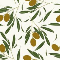 Olive seamless pattern on white background for packaging or wrapping product. vector