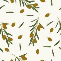 Olive seamless pattern on white background for packaging or wrapping product. vector